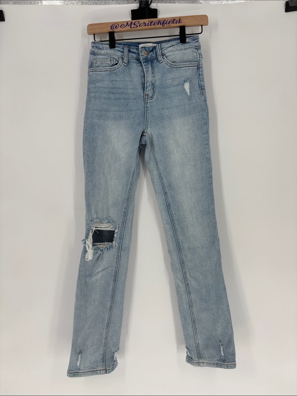 Vervet high waisted straight jeans distressed 25